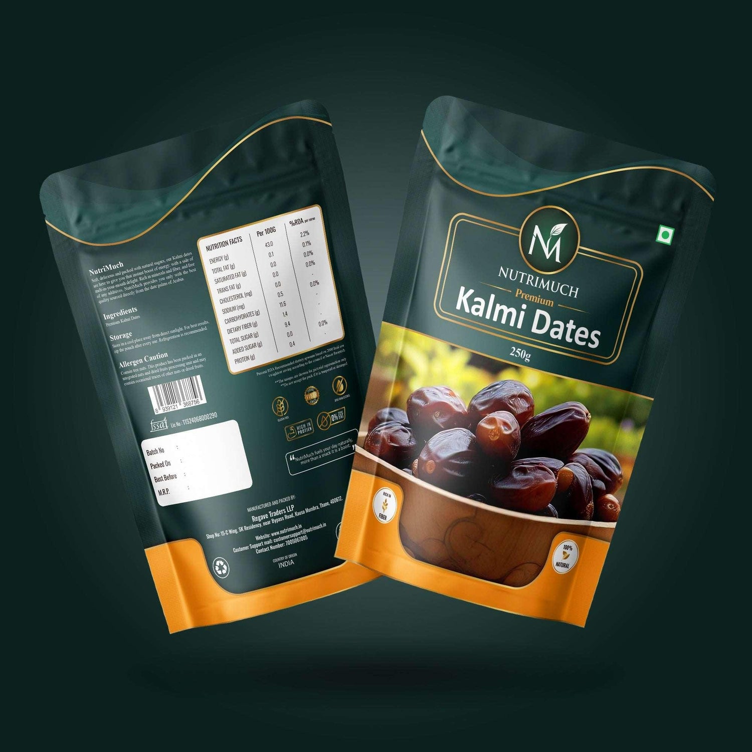NutriMuch Kalmi Dates 250g | Healthy Snack, Dry Fruits, Khajoor, Khajur | Rich in Fibre | Naturally Fat-Free | Good for Gut Health | No Added Sugar - NutriMuch