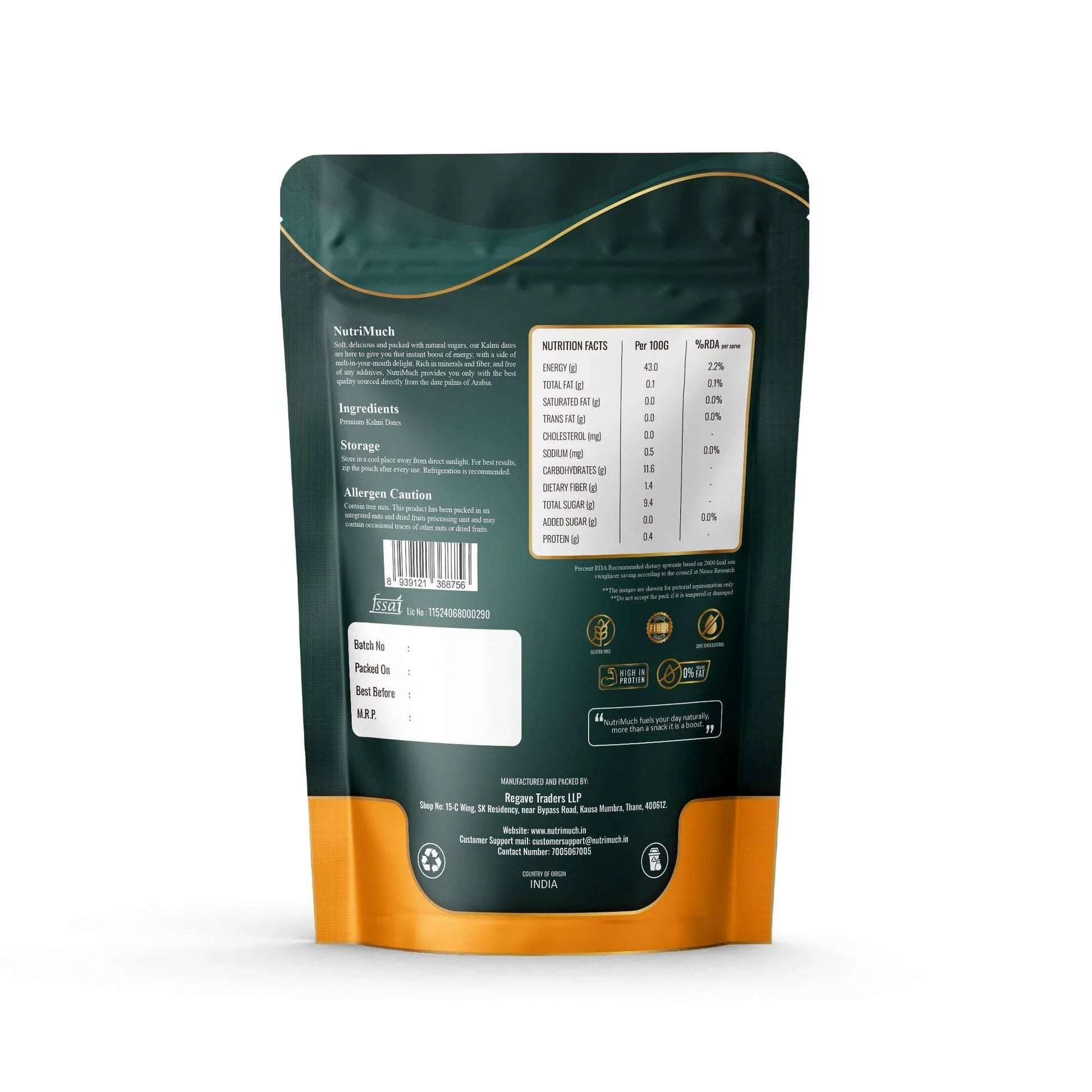 NutriMuch Kalmi Dates 250g | Healthy Snack, Dry Fruits, Khajoor, Khajur | Rich in Fibre | Naturally Fat-Free | Good for Gut Health | No Added Sugar - NutriMuch