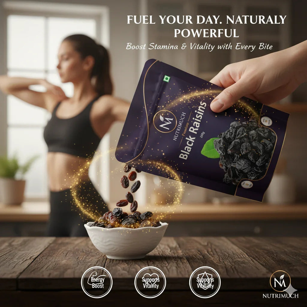Nutrimuch Premium Black Afghan Raisins 250gm | Seedless Kishmish | Natural & Sweet - NutriMuch