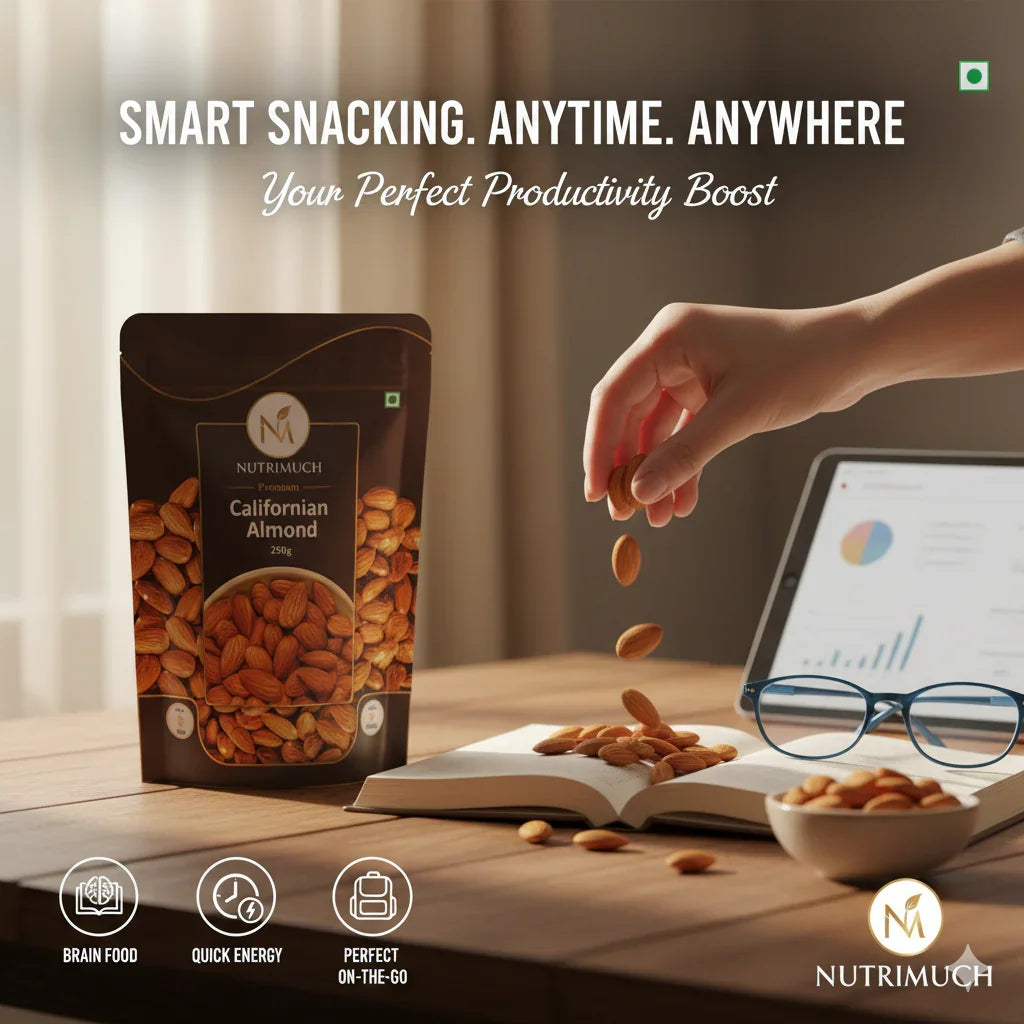 Nutrimuch Premium Californian Almonds 250g | Raw & Natural | Healthy Dry Fruits - NutriMuch