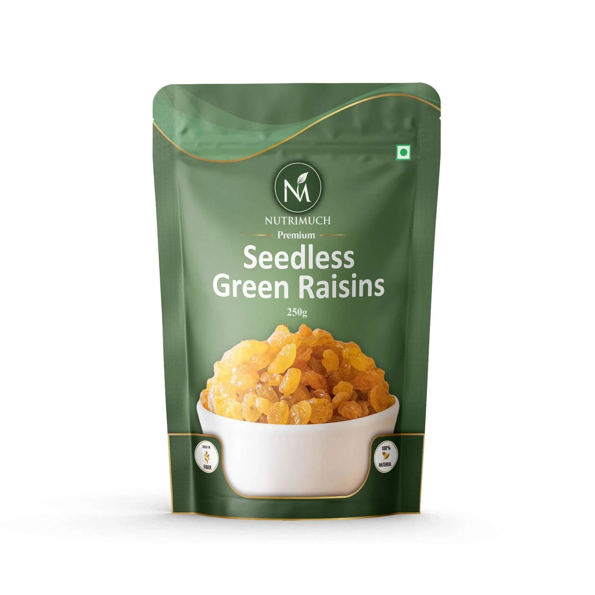 Nutrimuch Premium Green Raisins 250gm | Seedless Kishmish | Natural & Fresh - NutriMuch