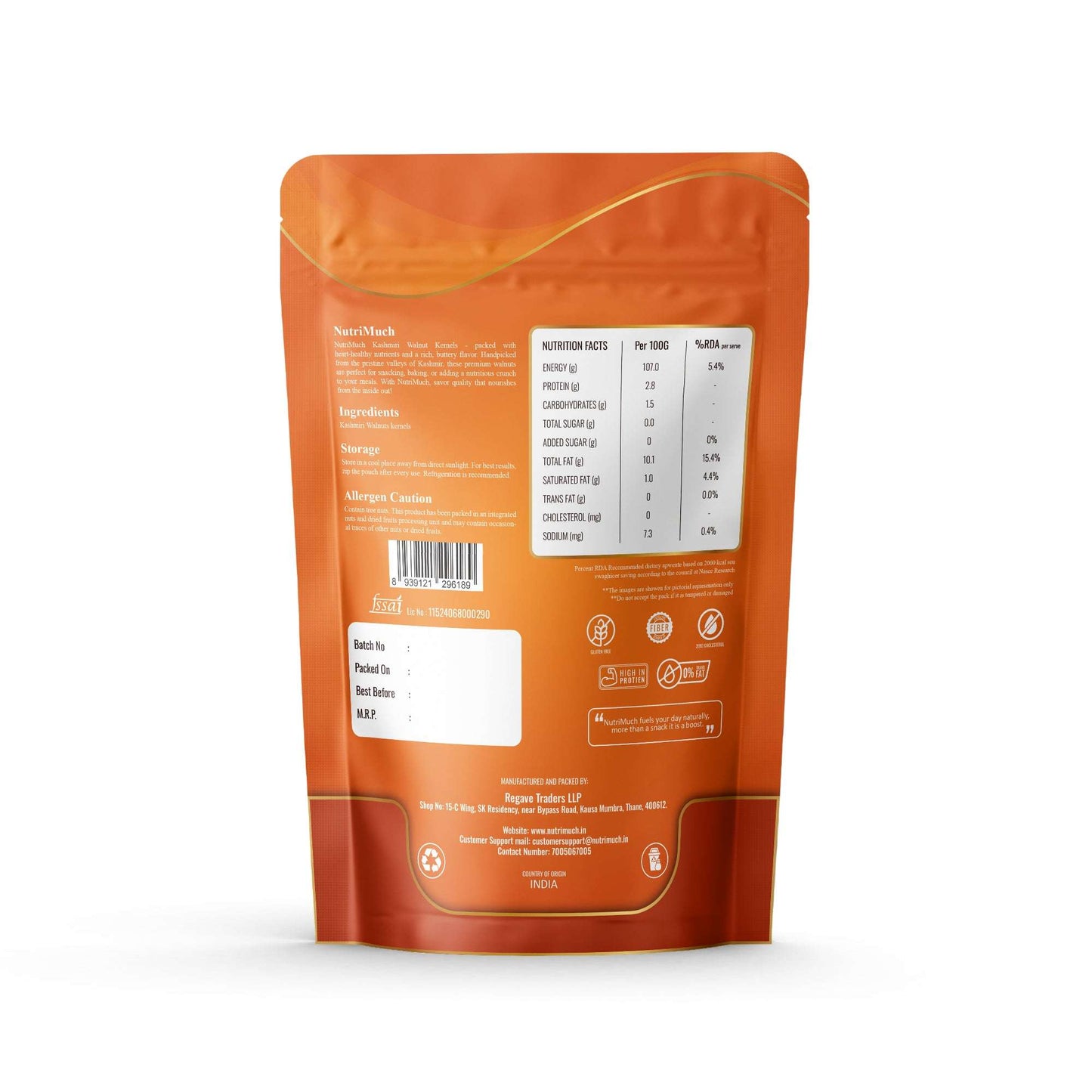 Nutrimuch Premium Kashmiri Walnut Kernels 250gm | Akhrot Giri | Whole & Fresh - NutriMuch