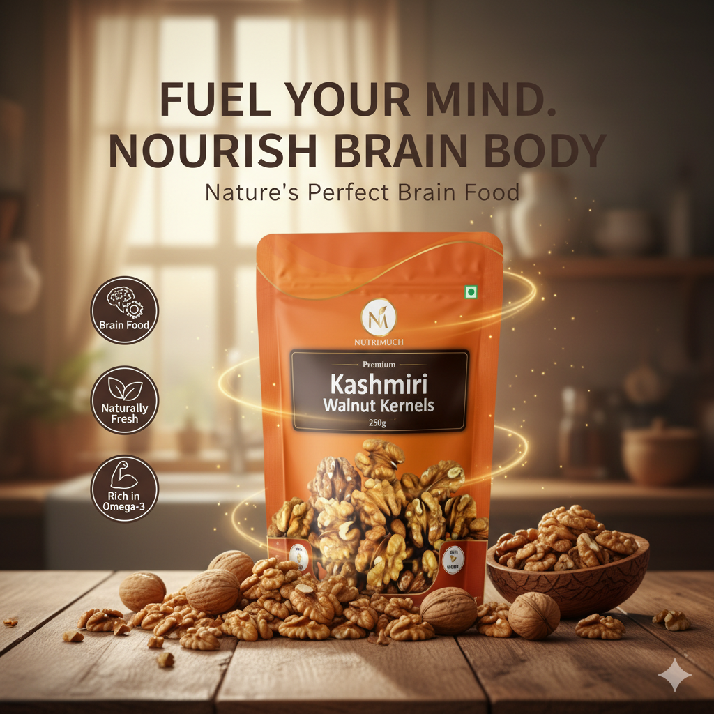 Nutrimuch Premium Kashmiri Walnut Kernels 250gm | Akhrot Giri | Whole & Fresh - NutriMuch