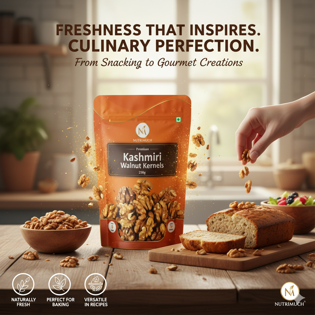 Nutrimuch Premium Kashmiri Walnut Kernels 250gm | Akhrot Giri | Whole & Fresh - NutriMuch
