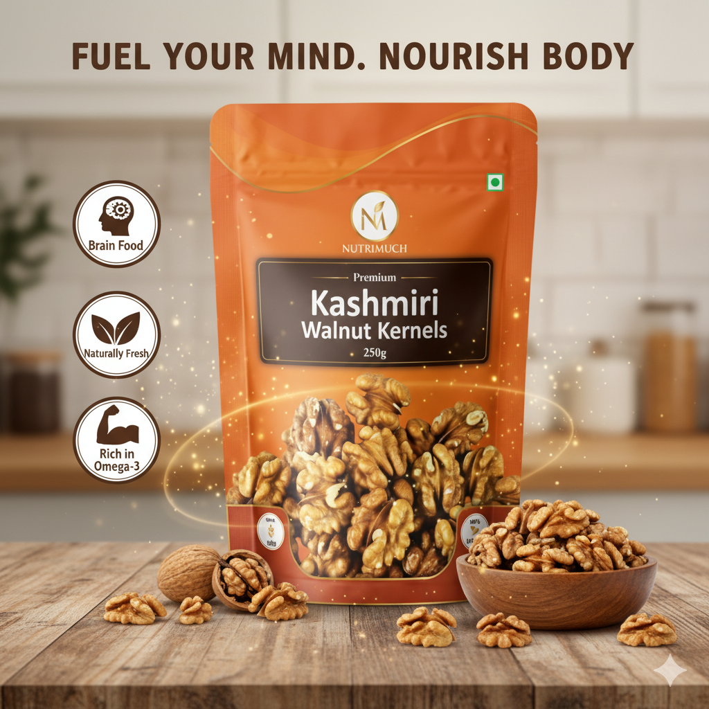 Nutrimuch Premium Kashmiri Walnut Kernels 250gm | Akhrot Giri | Whole & Fresh - NutriMuch