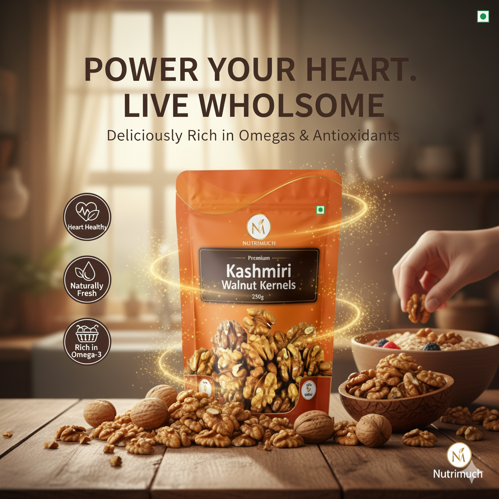 Nutrimuch Premium Kashmiri Walnut Kernels 250gm | Akhrot Giri | Whole & Fresh - NutriMuch